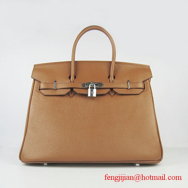 Hermes 35cm Embossed Veins Leather Bag Light Coffee 6089 Silver Hardware Hermes 35cm Embossed Veins Leather Bag Light Coffee 6089 Silver Hardware